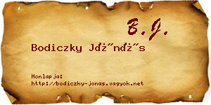 Bodiczky Jónás névjegykártya